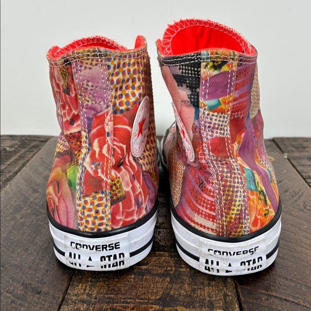 Converse Women’s 6 High Tops Digital Floral Lava Orange Chuck Taylor Sneakers - Picture 4 of 10